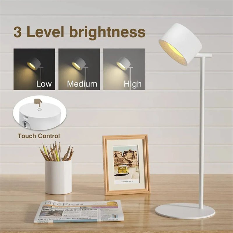 Multifunction LED Desk Lamp with Magnetic Mount, 360° Rotation & USB Rechargeable