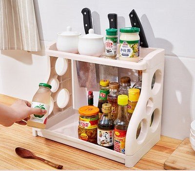 Foldable Multi-Layer Kitchen Storage Rack, Plastic Shelving Organizer