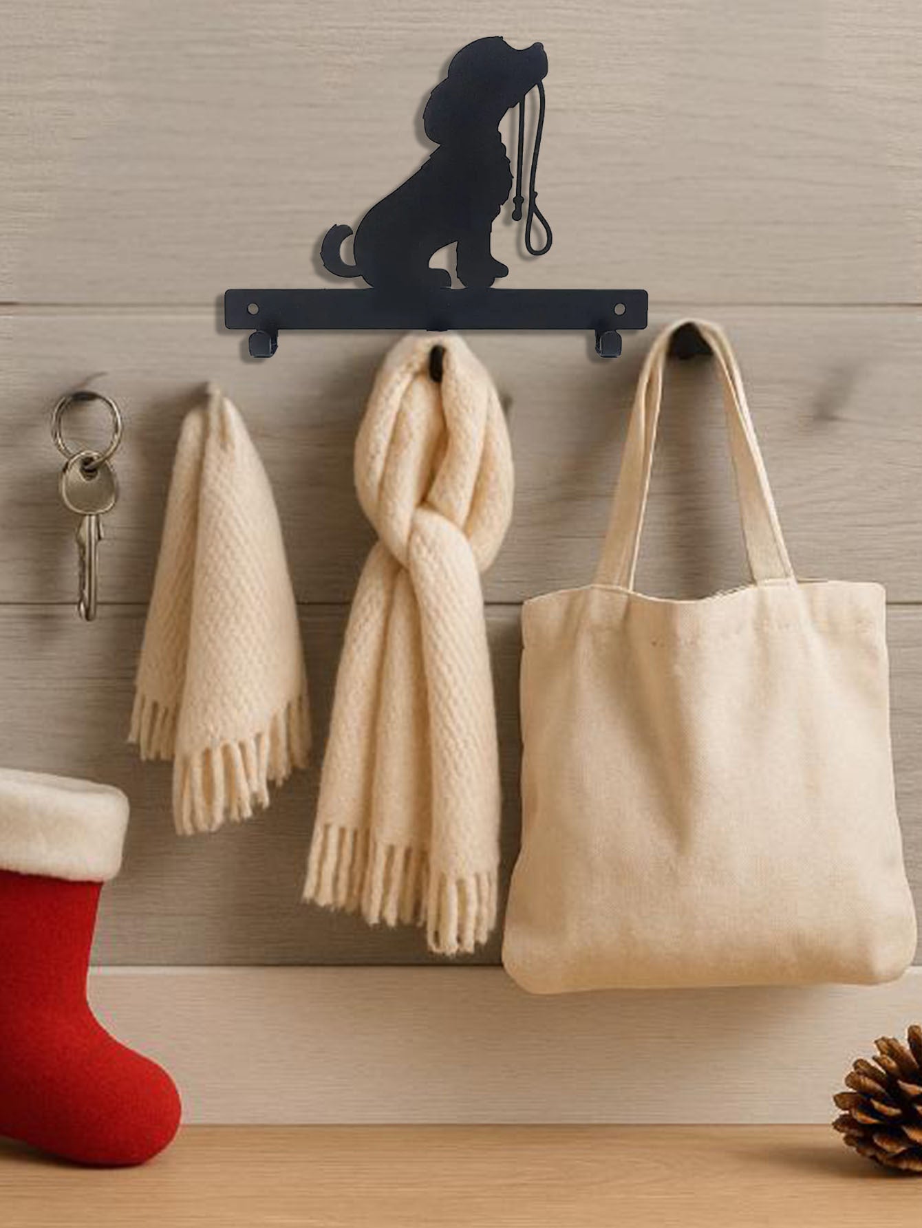 1pc Iron Crafts Dog Lead Leash Wall Hanging Holder Rack With Hooks For Dog Leash