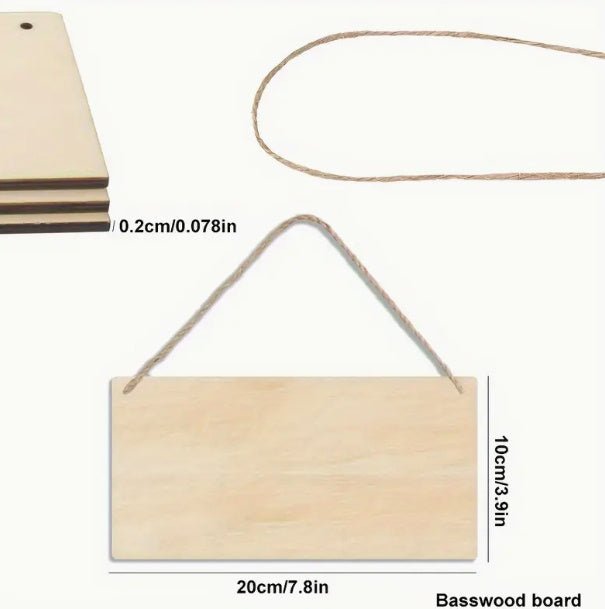 20Pcs DIY Wood Hanging Signs w/ Rope for Craft & Decor, Unfinished Poplar Plaques - DonoHome