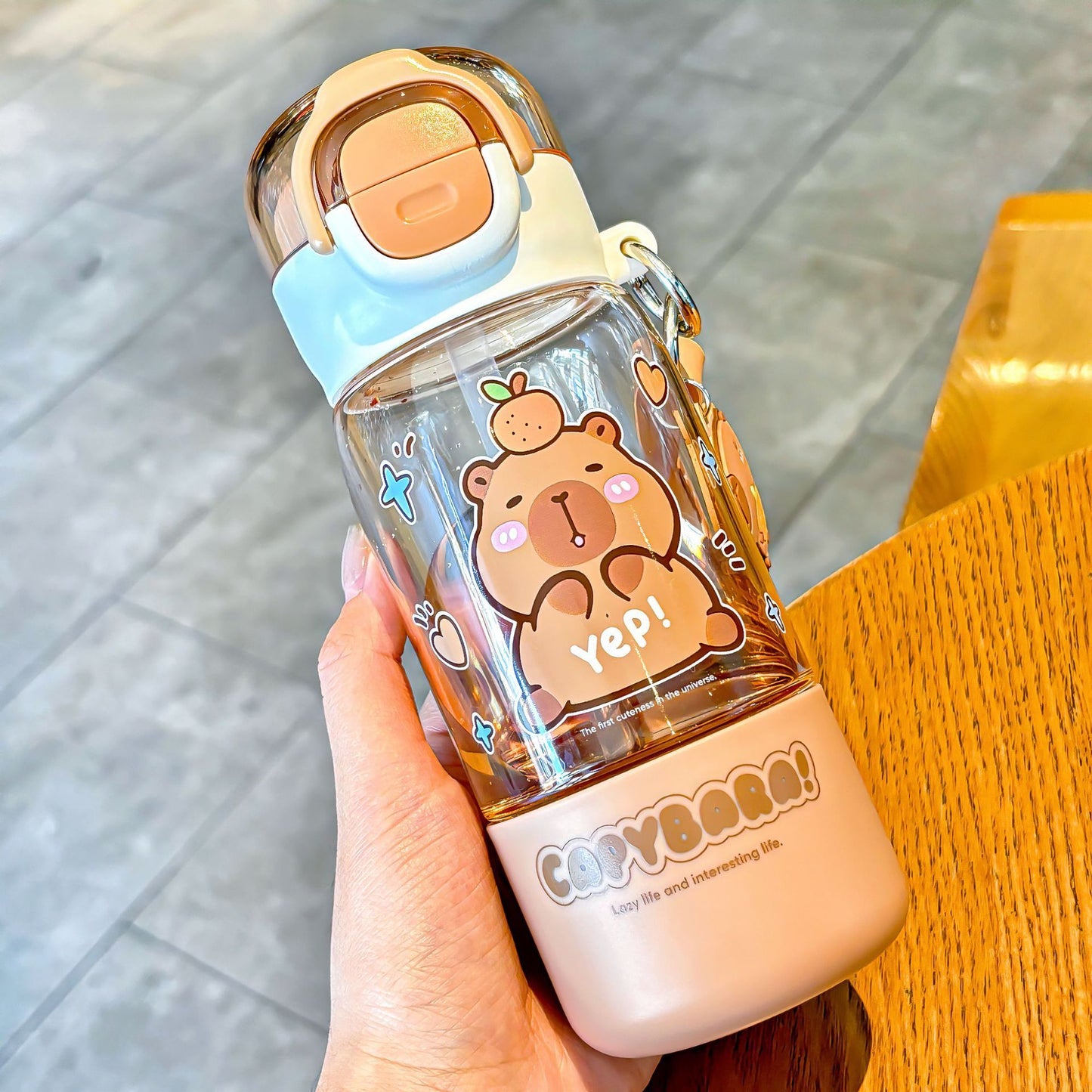 Cute Cartoon Capybara Kids Water Bottle with Straw (420ml/510ml)