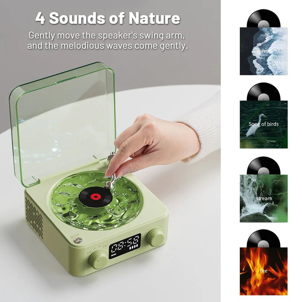 Retro Turntable Bluetooth Speaker with RGB Light & White Noise