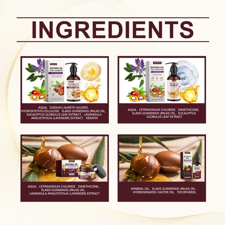 Batana Oil Voluminous Hair Care Set – Repairs Frizz, Nourishes Smooth Hair & Strengthens Hair Health