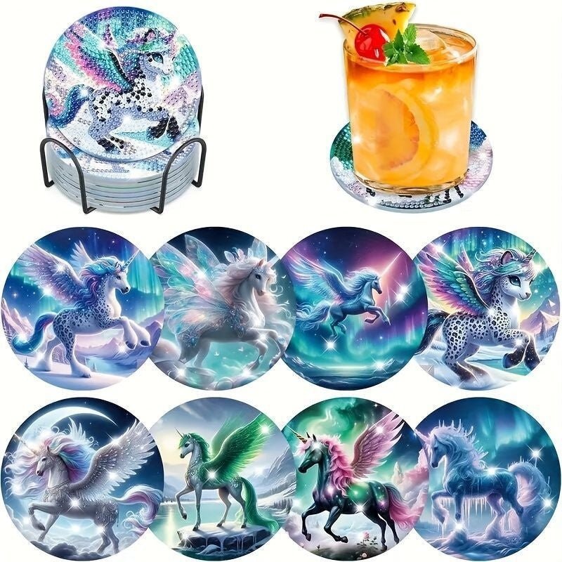 DIY Rhinestone Diamond Painting Coaster Kit, Handmade Farm Animal Set