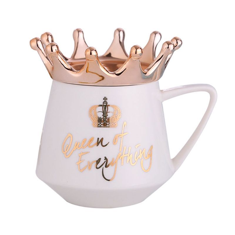 Crown Creative Ceramic Mug – Royal Style Coffee & Tea Cup with Lid