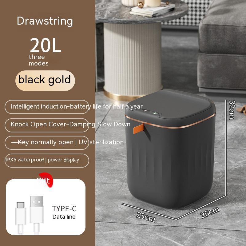 Smart Induction Trash Can with UV Sterilization, Automatic Sensor Bin