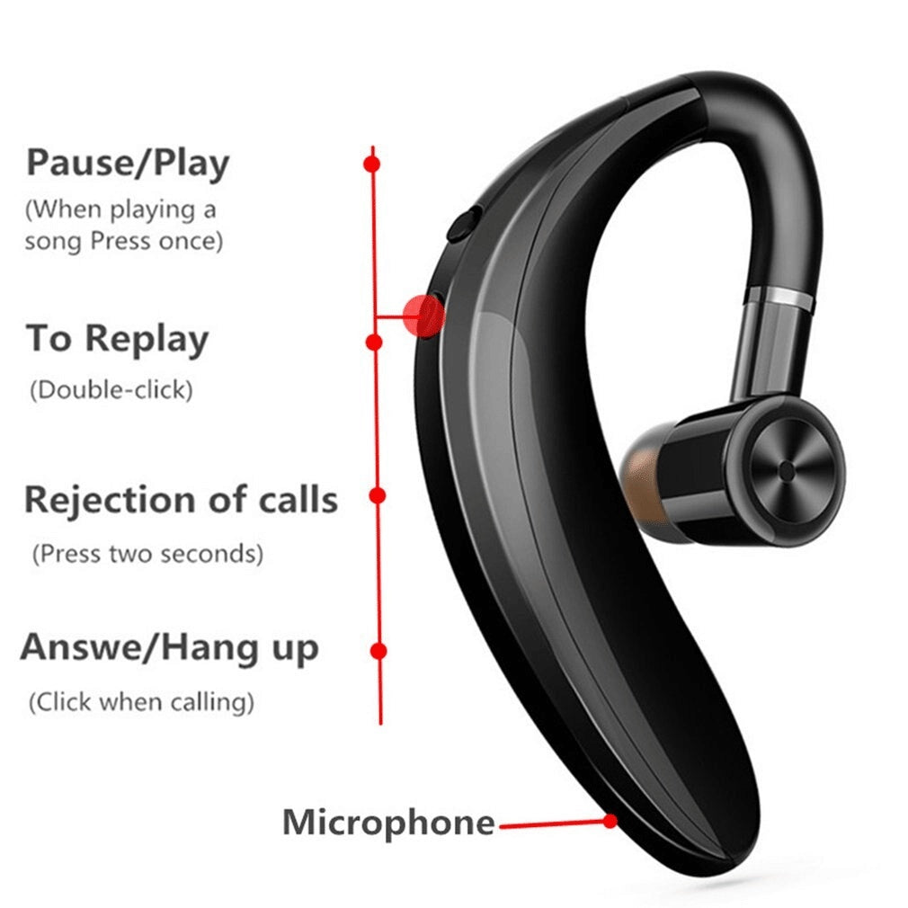 Wireless Bluetooth 5.0 Earpiece Headset with Noise Cancelling Mic for Driving & Truckers