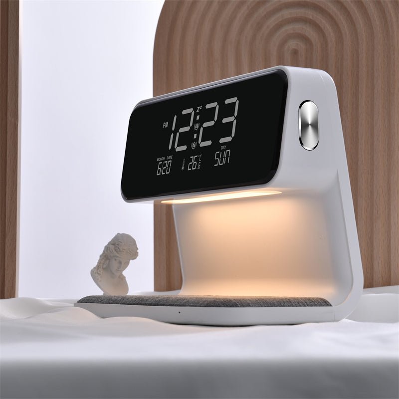 3-in-1 LED Bedside Lamp with Wireless Charger & Alarm Clock
