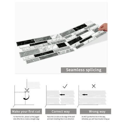 Irregular Black White Gray Marble Peel & Stick Wallpaper – Waterproof Oil-Proof PVC Imitation Tiles for Kitchen & Bathroom