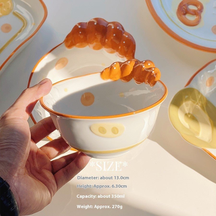 Cute Bread Ceramic Tableware Dish – Individual Bowl or Plate for Snacks & Desserts