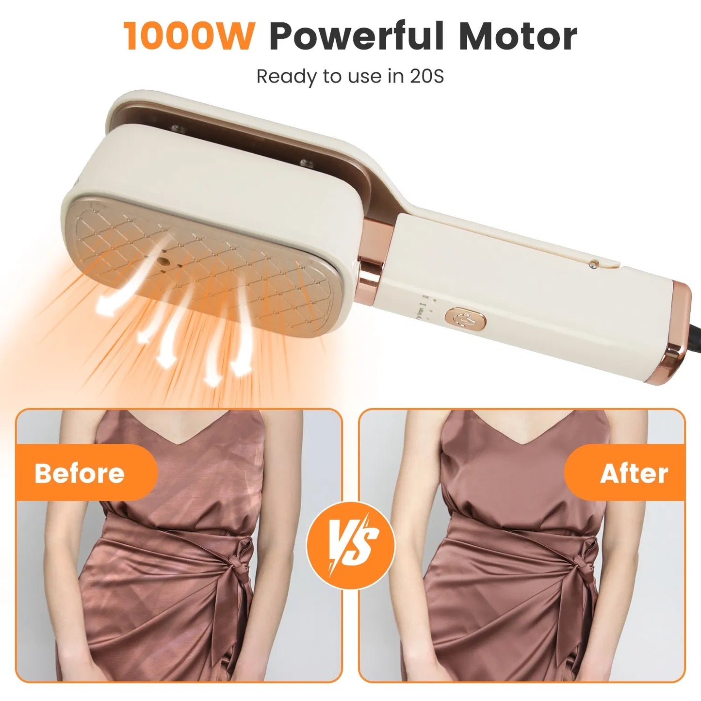 Portable 3-in-1 Steam Iron Press and Travel Garment Steamer, Handheld Clothes Wrinkle Remover with Flip Head, 1000W Fast Heating