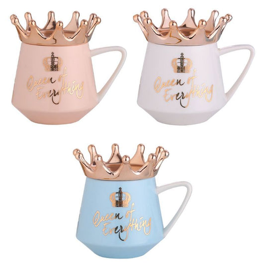 Crown Creative Ceramic Mug – Royal Style Coffee & Tea Cup with Lid
