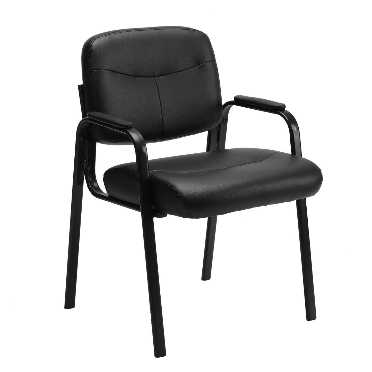 Leather Office Guest Chair with Padded Arms – Conference/Reception Seating (1-Pack / 2-Pack)