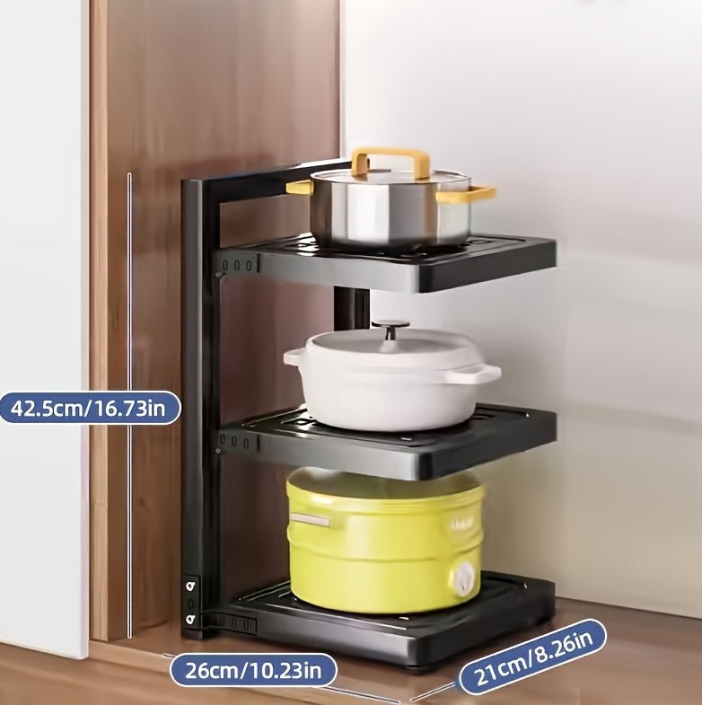 Multi-tiered Pot Rack – Adjustable 2/3/4 Tier Kitchen Organizer for Cookware & Countertop Storage - DonoHome