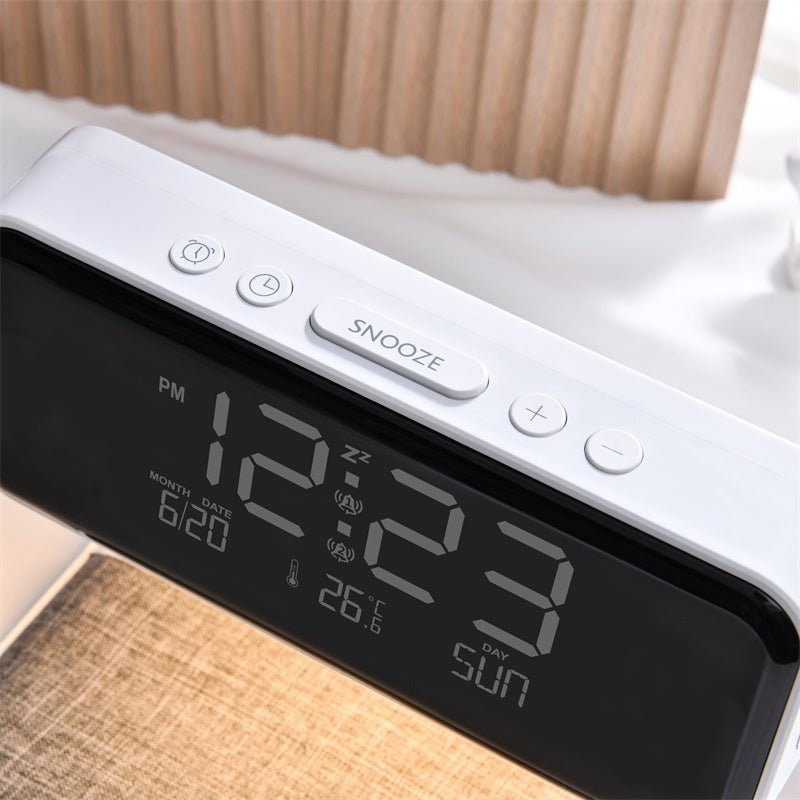 3-in-1 LED Bedside Lamp with Wireless Charger & Alarm Clock