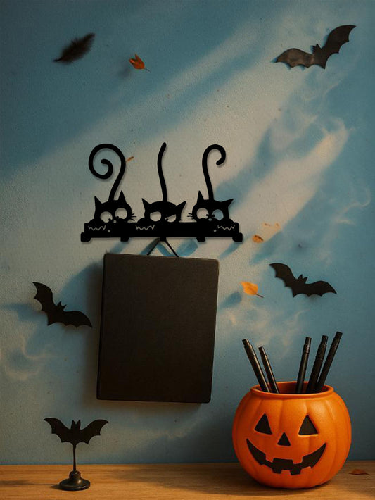 Vintage Black Metal Wall Mounted Coat Rack with Hooks – Key Holder & Entryway Organizer