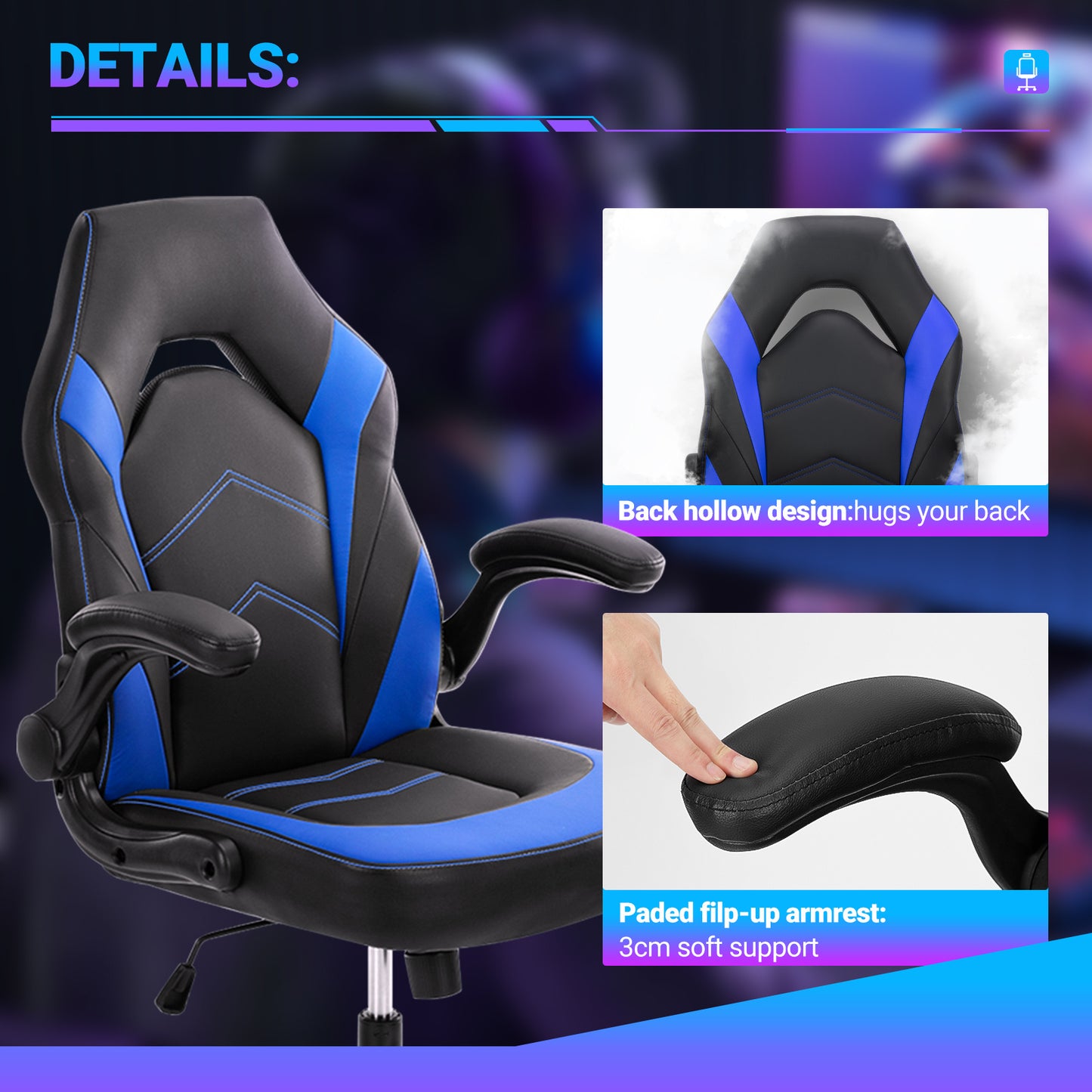 PU Leather Ergonomic Office Chair Swivel Computer Gaming Chair With Lumbar Support - DonoHome