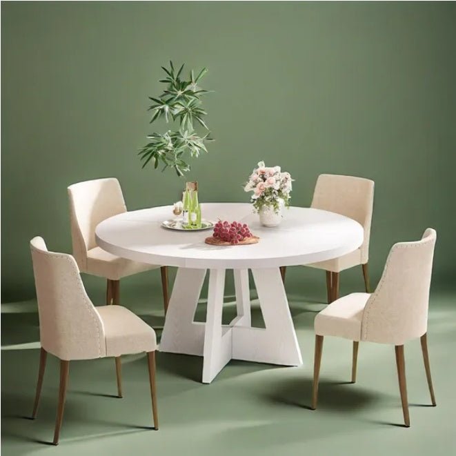 47 Inch Modern Round Dining Table with Sturdy Base - Perfect for Family Meals and Home Decor - DonoHome