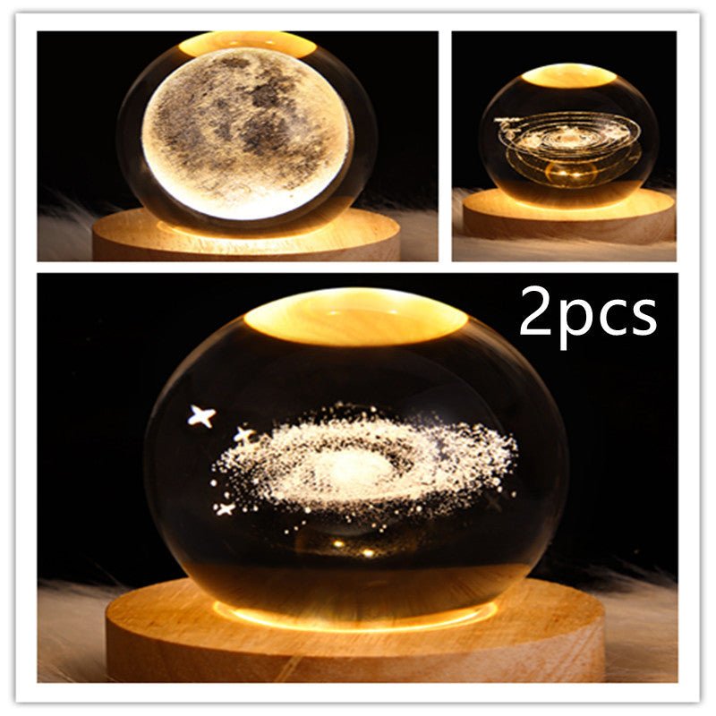 3D Galaxy Crystal Ball LED Night Light, Dimmable Table Lamp
