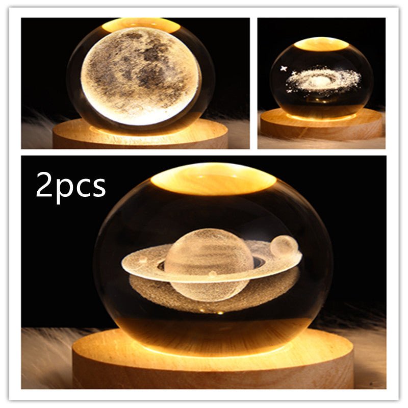 3D Galaxy Crystal Ball LED Night Light, Dimmable Table Lamp