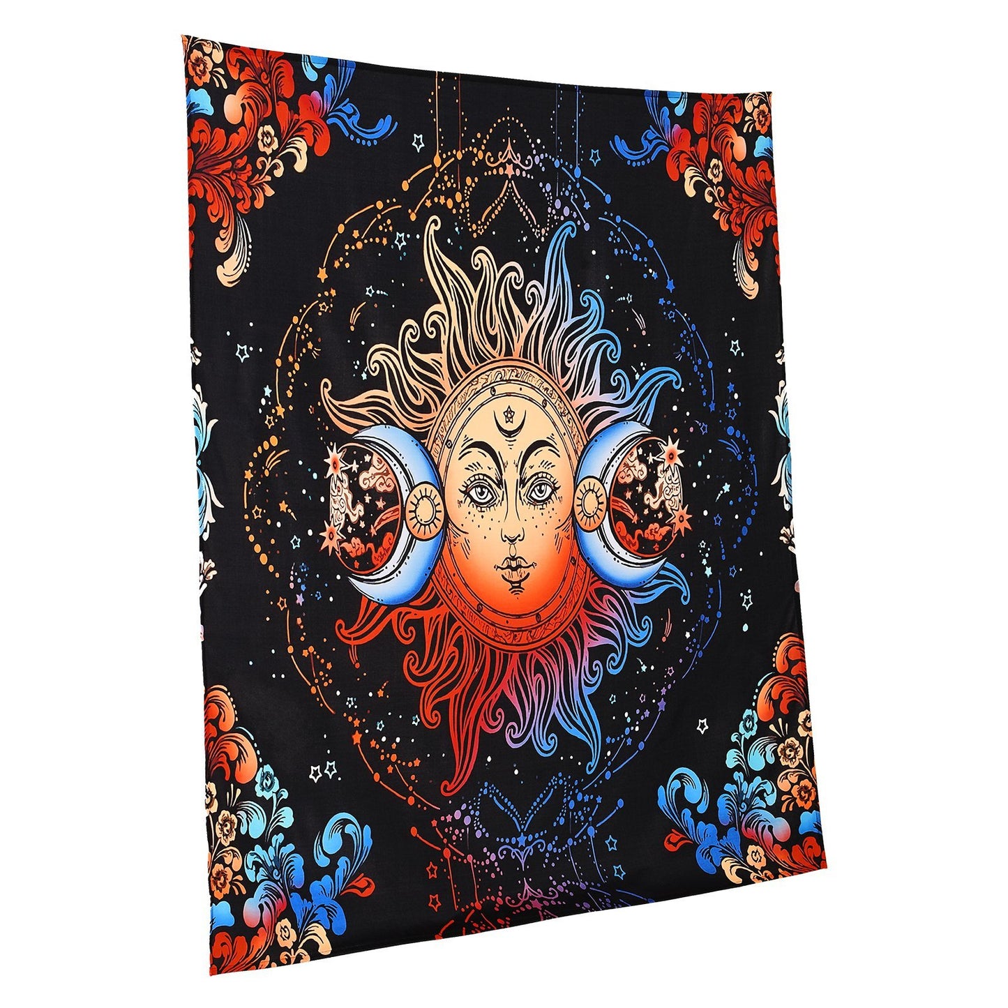 Sun and Moon Tapestry – Psychedelic Mystic Floral Vintage Wall Hanging Decor