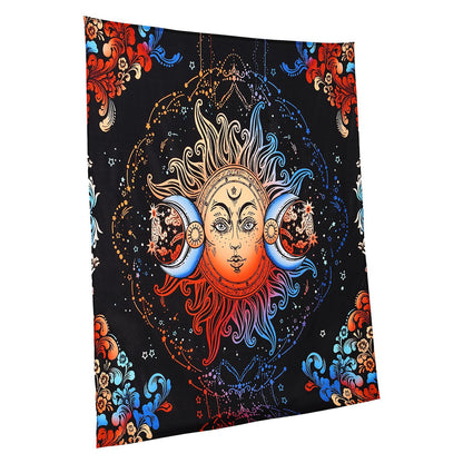 Sun and Moon Tapestry – Psychedelic Mystic Floral Vintage Wall Hanging Decor