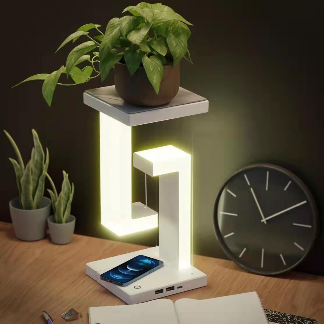 Magnetic Levitation Table Lamp with Wireless Charging, Eye Protection LED Light