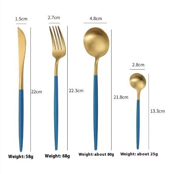 Modern Portugal 304 Stainless Steel Cutlery Set – Golden Knife, Fork & Spoon Flatware Collection