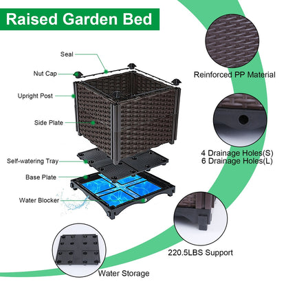 Raised Garden Bed with Self-Watering System – Elevated Planter Box for Flowers, Vegetables & Herbs, 1 Set