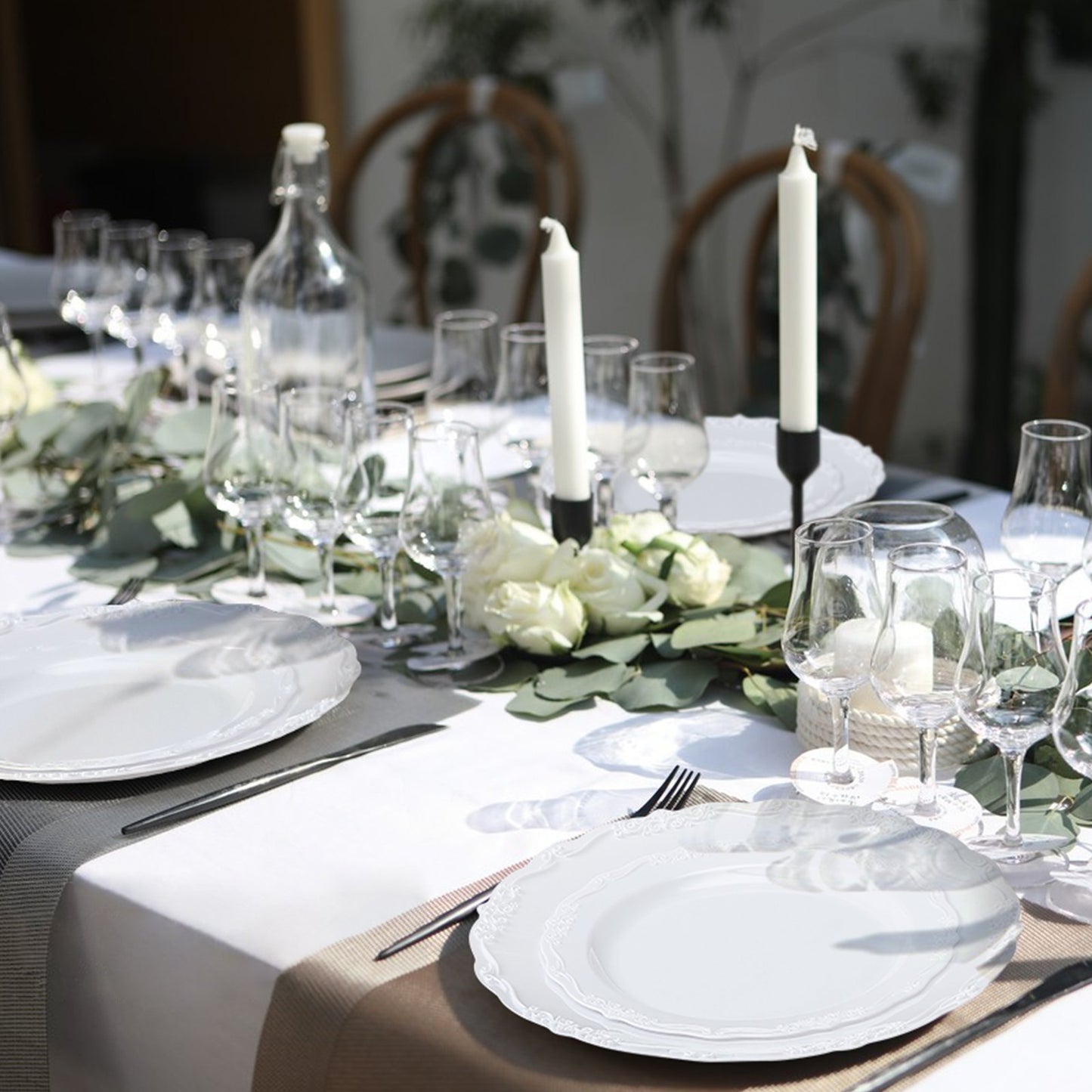 Heavy Duty White Plastic Disposable Plates – Dinner & Dessert Tableware - DonoHome