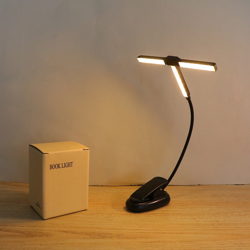 Portable Double-Headed Clip-On Reading Light, Foldable LED Lamp for Book & Bedside Use