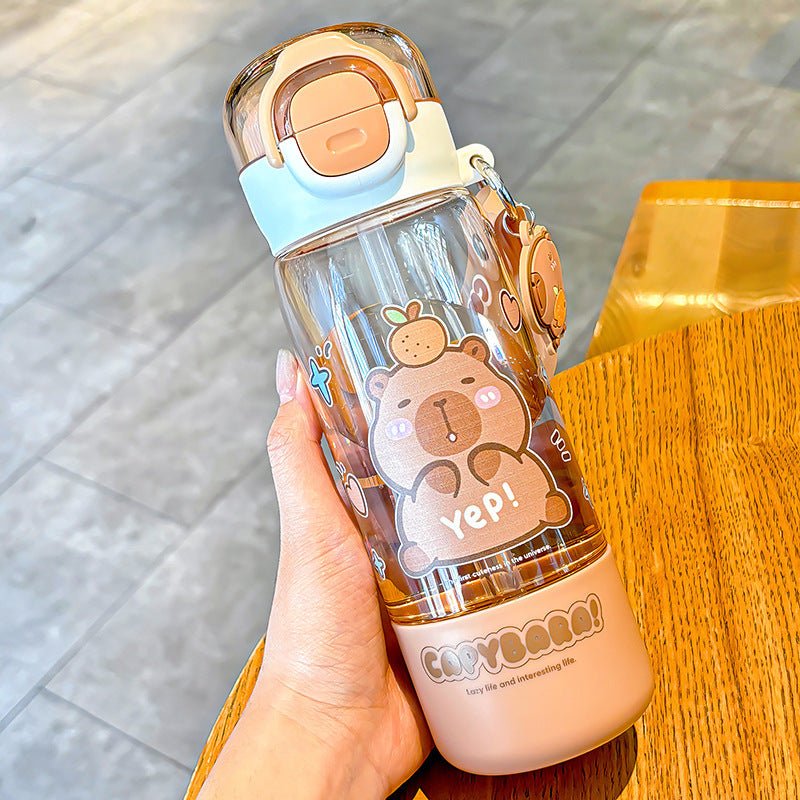 Cute Cartoon Capybara Kids Water Bottle with Straw (420ml/510ml)