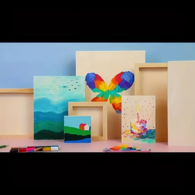 12 Wooden Canvas Panels – Natural Wood Boards with Pre-cut Holes & Reinforced Edges for Painting & DIY Crafts