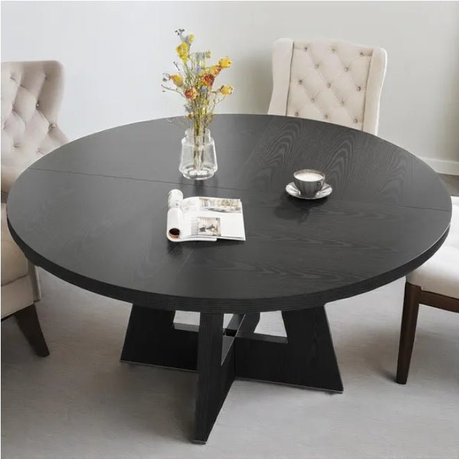 47" Modern Round Wood Dining Table with Sturdy Base for Family Meals & Home Decor - DonoHome