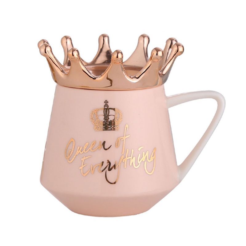 Crown Creative Ceramic Mug – Royal Style Coffee & Tea Cup with Lid