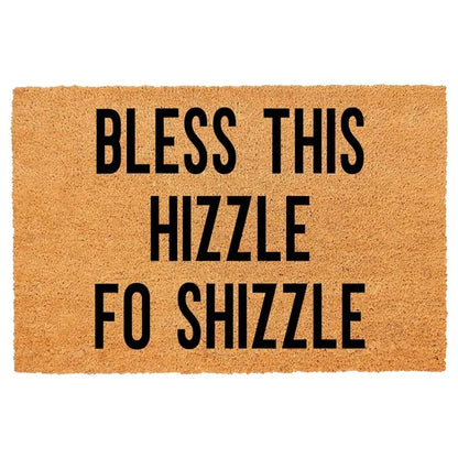 Bless This Hizzle Fo Shizzle Heavy-Duty Coconut Coir Doormat - Non-Slip Premium Outdoor Mat For Entryway With Humorous Housewarming Gift Design, 23.6x15.7 Inch 60x40cm Durable Front Porch Decor