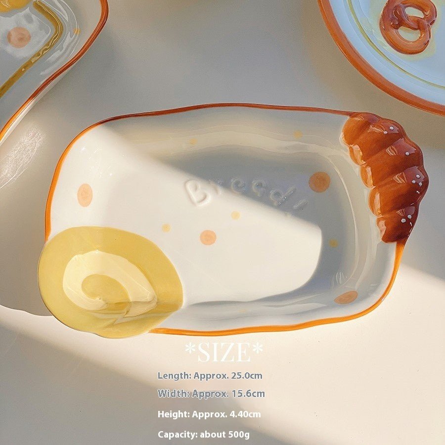 Cute Bread Ceramic Tableware Dish – Individual Bowl or Plate for Snacks & Desserts