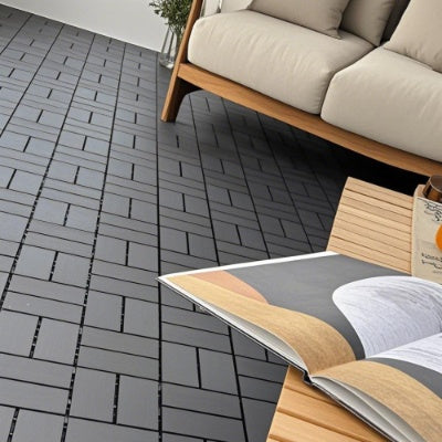 44 Pack Plastic Interlocking Deck Tiles – 12"x12" Waterproof Outdoor Patio Flooring for Balcony, Poolside & Backyard (Dark Grey)