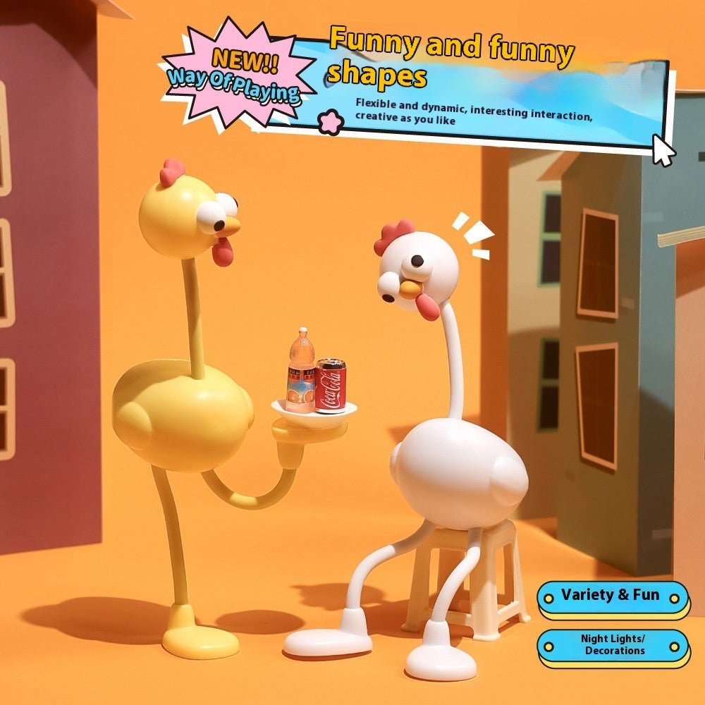 Funny Chicken Cartoon Night Lamp Creative Bedside USB Small Light for Bedroom Decor