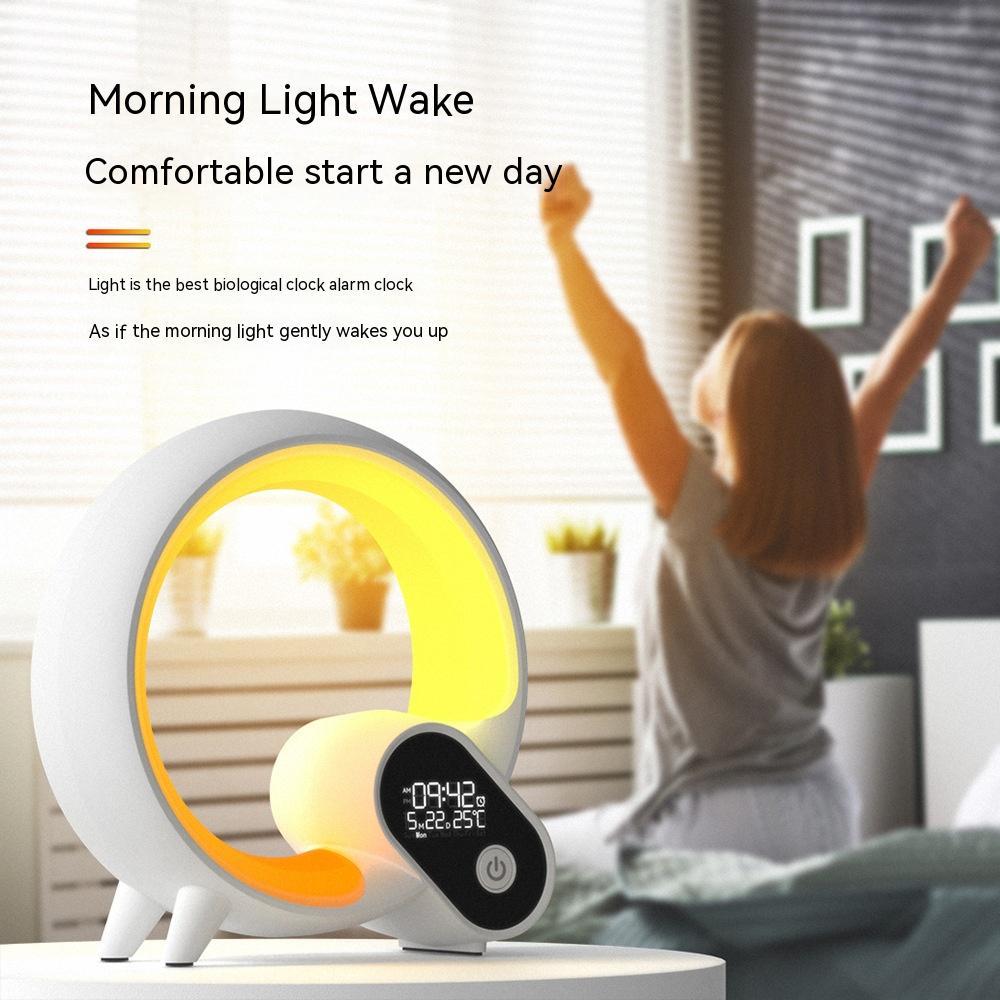 Smart Wake-Up Light Alarm Clock, Q-Shaped with Bluetooth Speaker & App Control