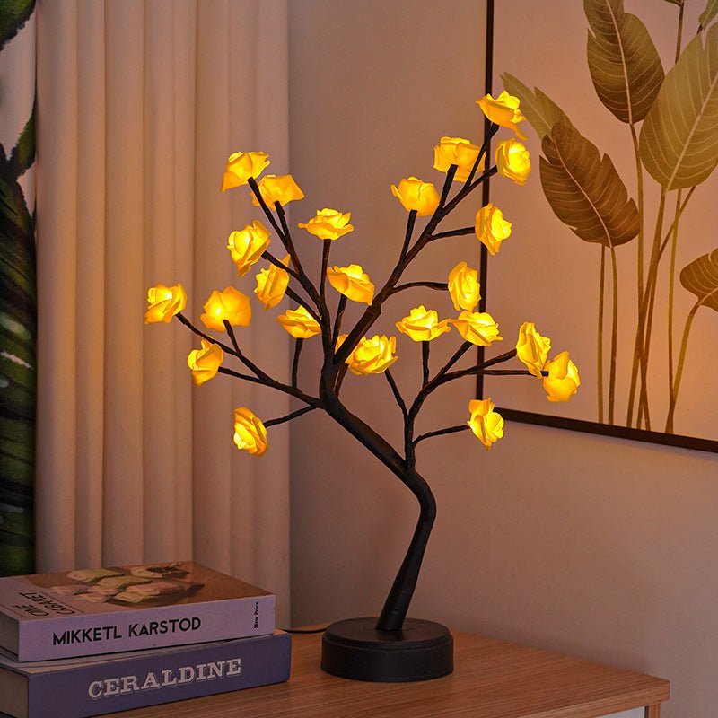 LED Rose Tree Table Lamp, USB-Powered Fairy Light for Home & Wedding Decor