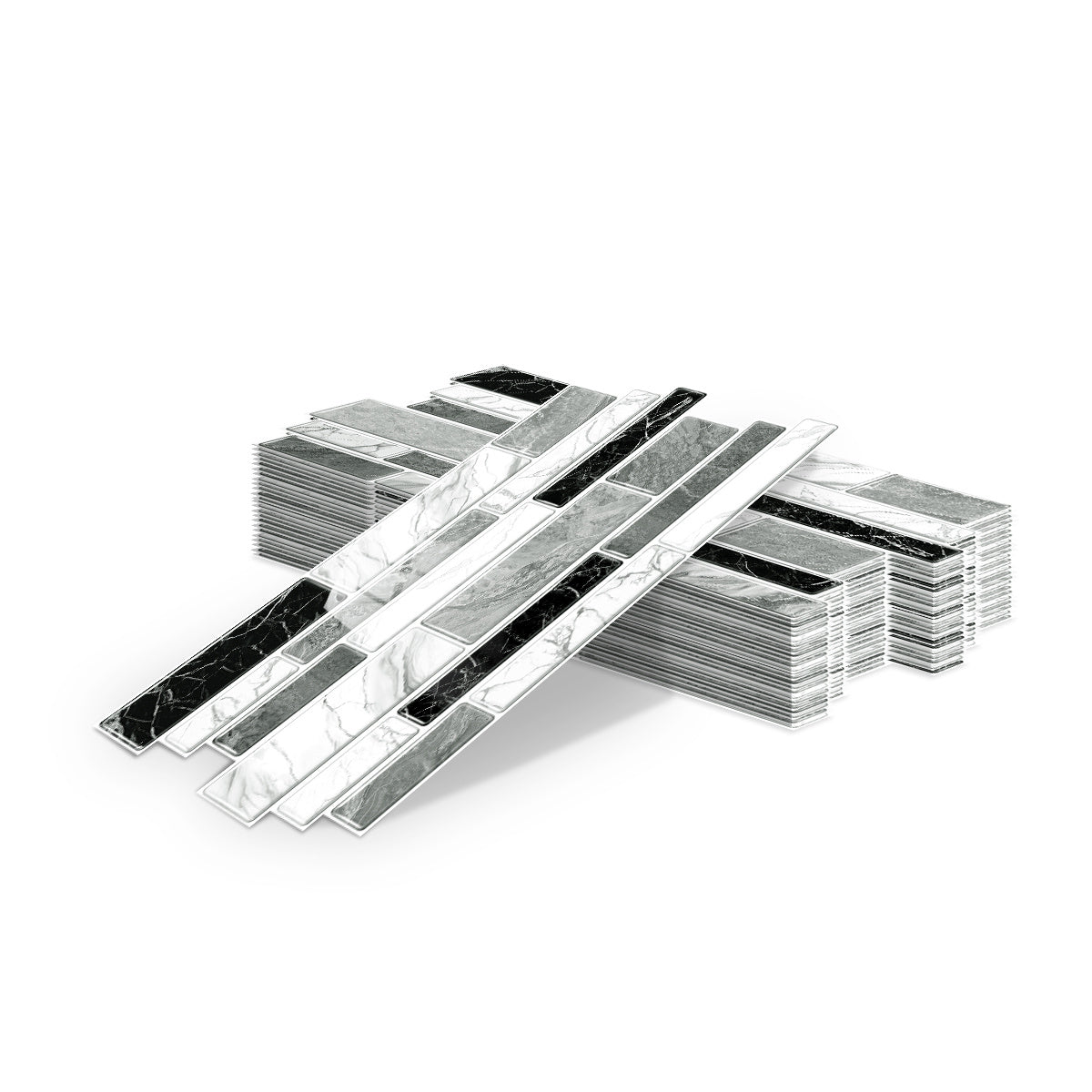 Irregular Black White Gray Marble Peel & Stick Wallpaper – Waterproof Oil-Proof PVC Imitation Tiles for Kitchen & Bathroom