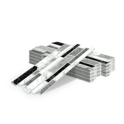 Irregular Black White Gray Marble Peel & Stick Wallpaper – Waterproof Oil-Proof PVC Imitation Tiles for Kitchen & Bathroom