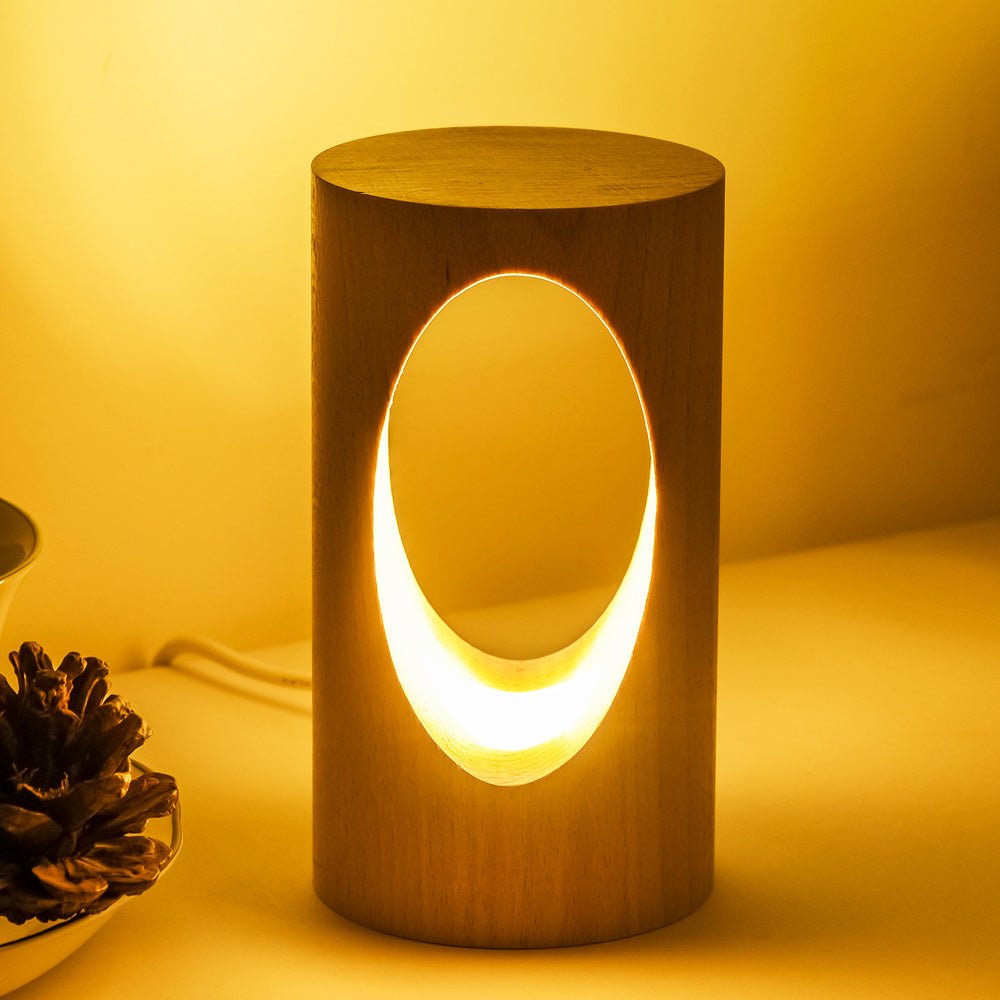 Solid Wood LED Reading Lamp, Natural and Modern Bedside Table Light