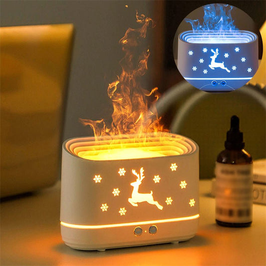 Christmas Flame Humidifier, Mute Essential Oil Diffuser with Elk Pattern