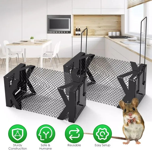 Humane Metal Mouse Trap Cage – Reusable No-Kill Rodent Catch & Release for Indoor & Outdoor Use