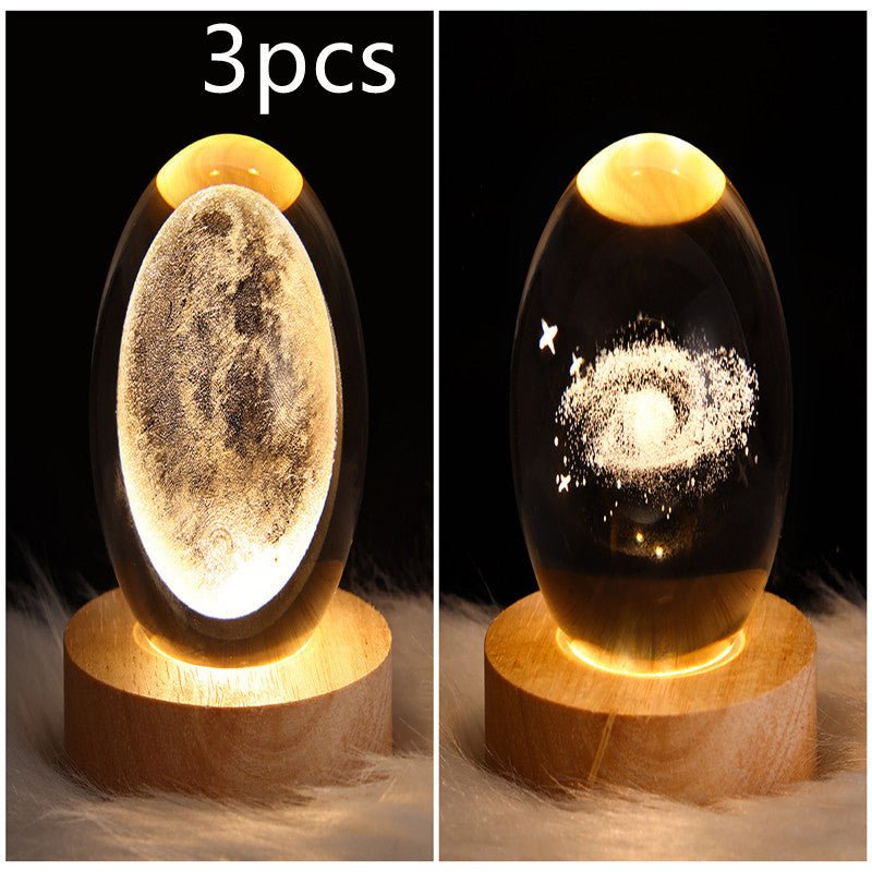 3D Galaxy Crystal Ball LED Night Light, Dimmable Table Lamp