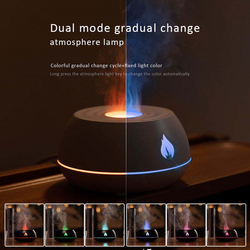 Volcano Flame Humidifier & Diffuser, 7-Color LED Light with USB Power