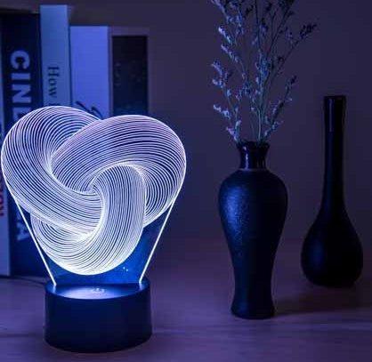Twist Abstract LED 3D Night Light, Colorful Acrylic Mood Table Lamp for Bedroom, Baby Sleeping & Home Decoration