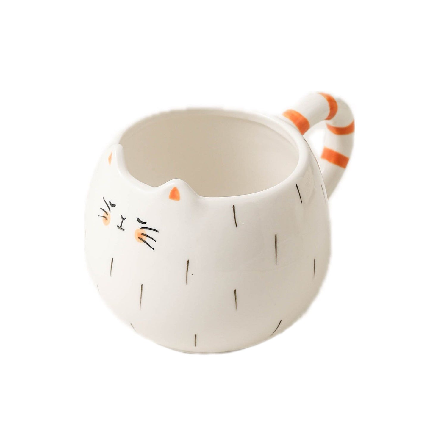 Rainy Cat Ceramic Mug – Cute Animal Shaped Drinking Cup with Tail Handle